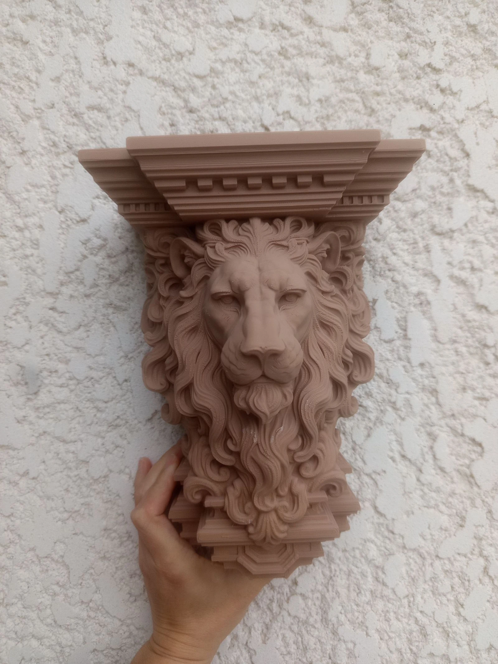 Étagère tablette tête de lion couleur beige bois 🍀